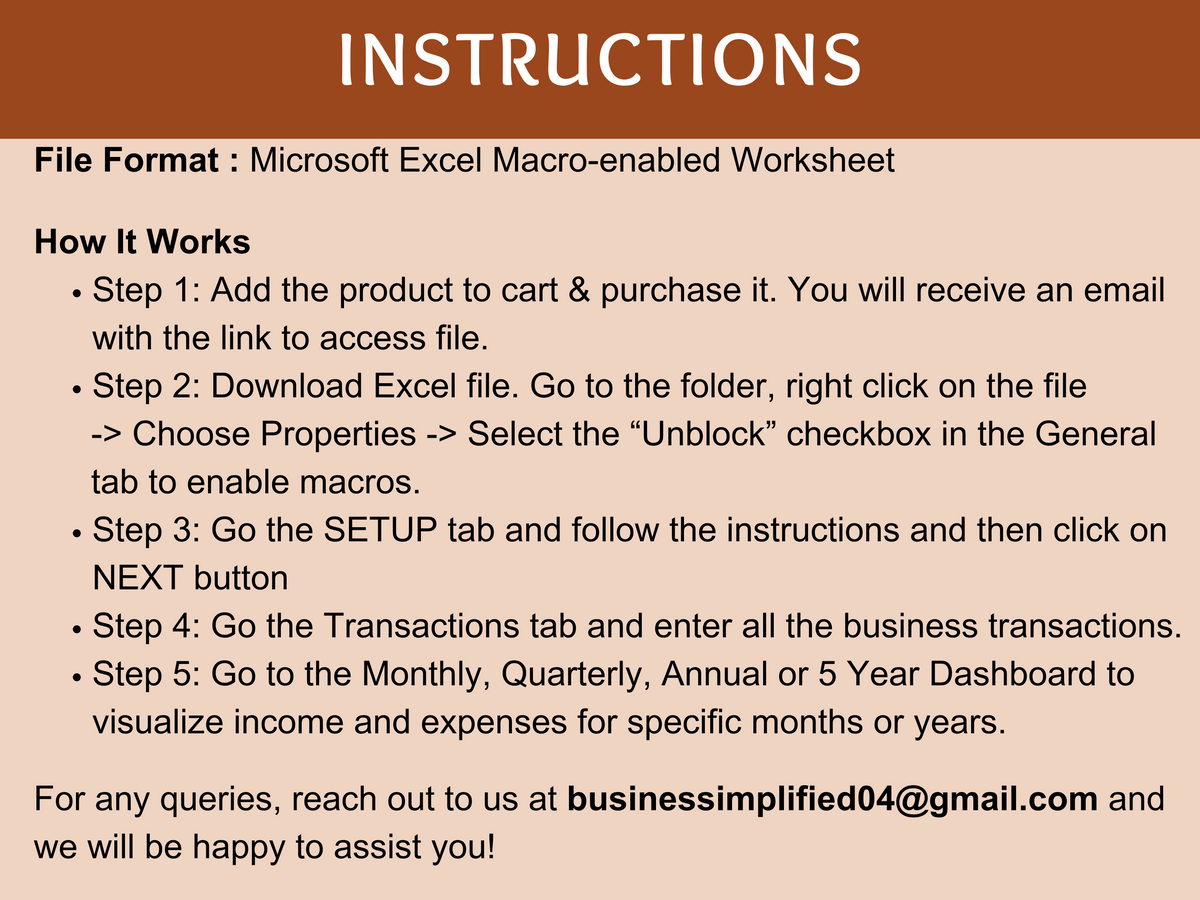 Small Business Bookkeeping Excel Tool